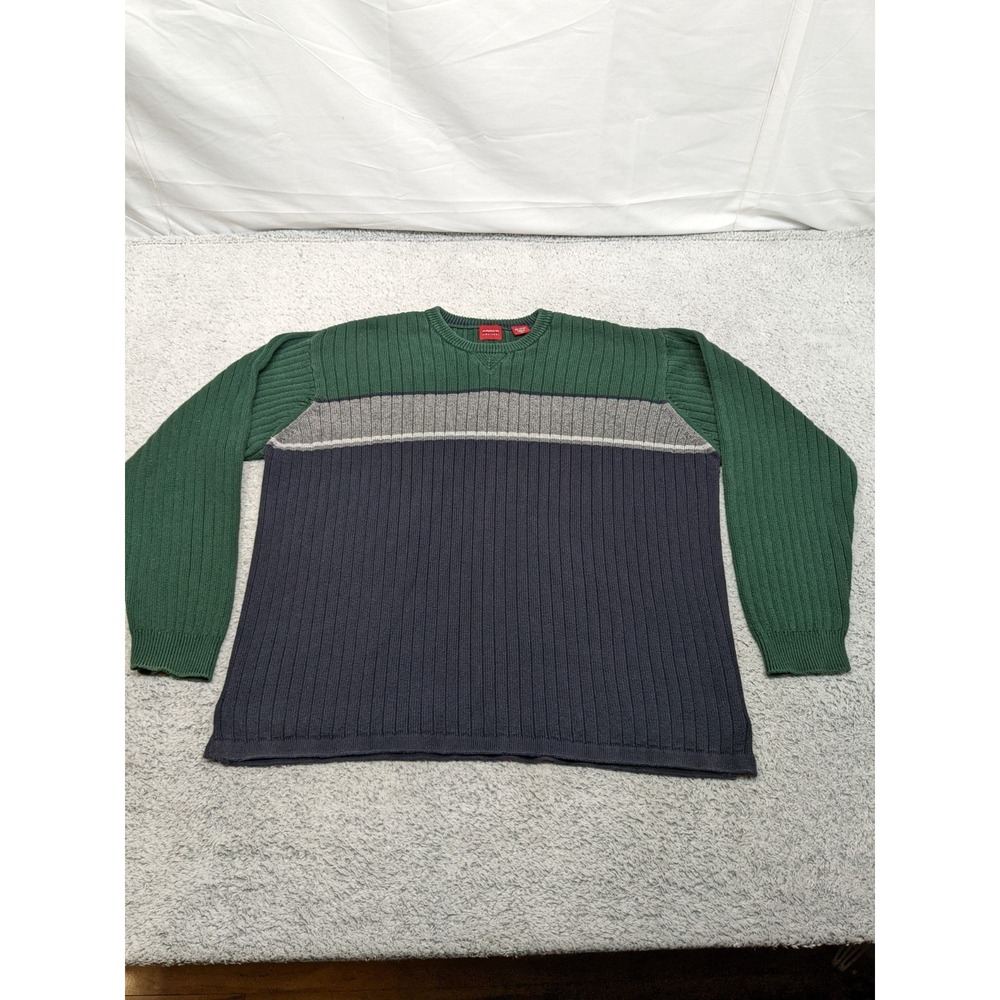 Vintage Arrow Sweater Mens XL Navy Blue Green Gray Fishermans Preppy‎ Y2K